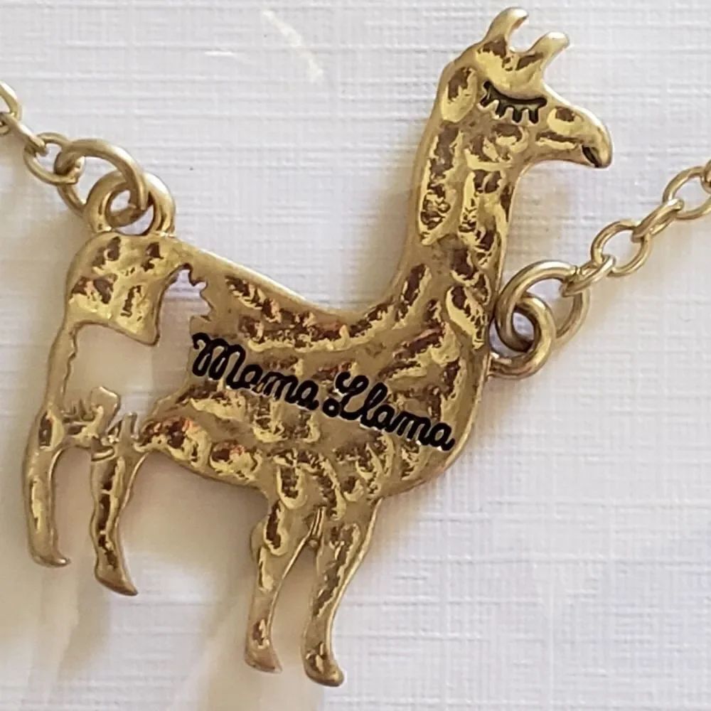 Goldtone Mama Llama Necklace